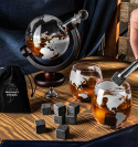 Zestaw do whisky GLOBUS: karafka, 2 szklanki i kamienne kostki - prezent na 40 50 60 70 urodziny dla faceta taty męża mężczyzny