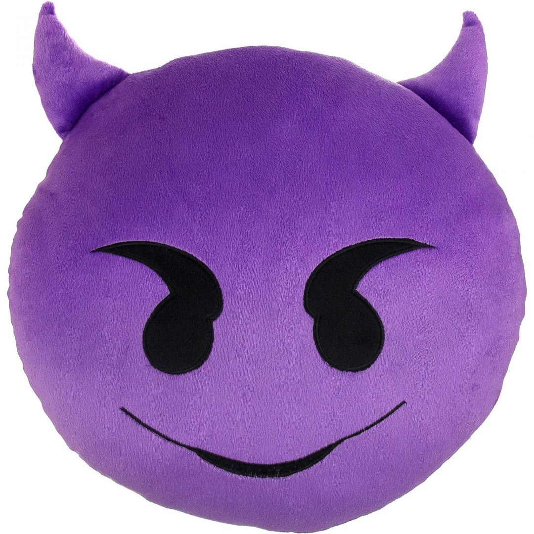 Poduszka Dekoracyjna Emotki Emoji - diabeł fiolet