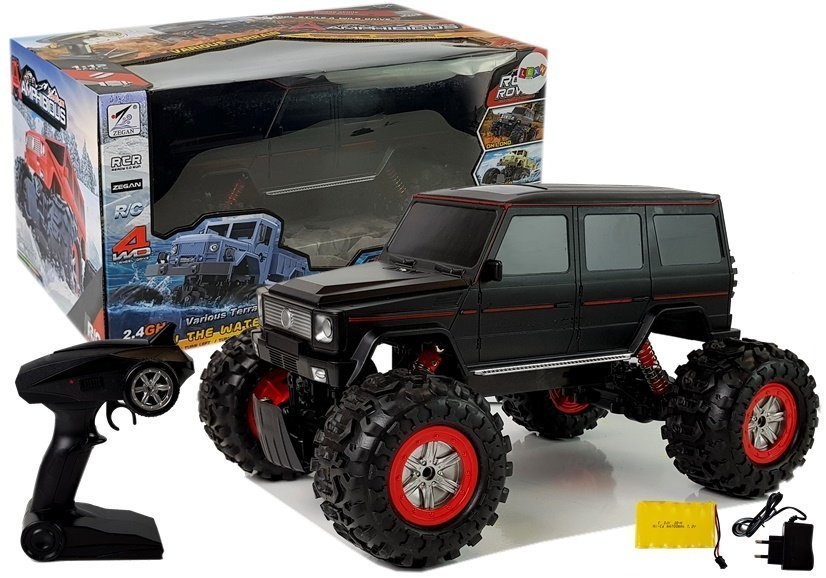 Auto Terenowe Ziemnowodne 4x4 Zdalnie Sterowane 1:12 R/C Czarne Auto Terenowe Ziemnowodne 4x4 Zdalnie Sterowane 1:12 R/C Czarne