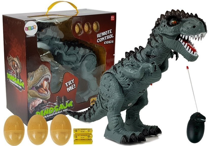 Dinozaur Zdalnie Sterowany R/C Szary z Dźwiękiem Znosi Jaja Projektor Dinozaur Zdalnie Sterowany R/C Szary z Dźwiękiem Znosi Jaja Projektor