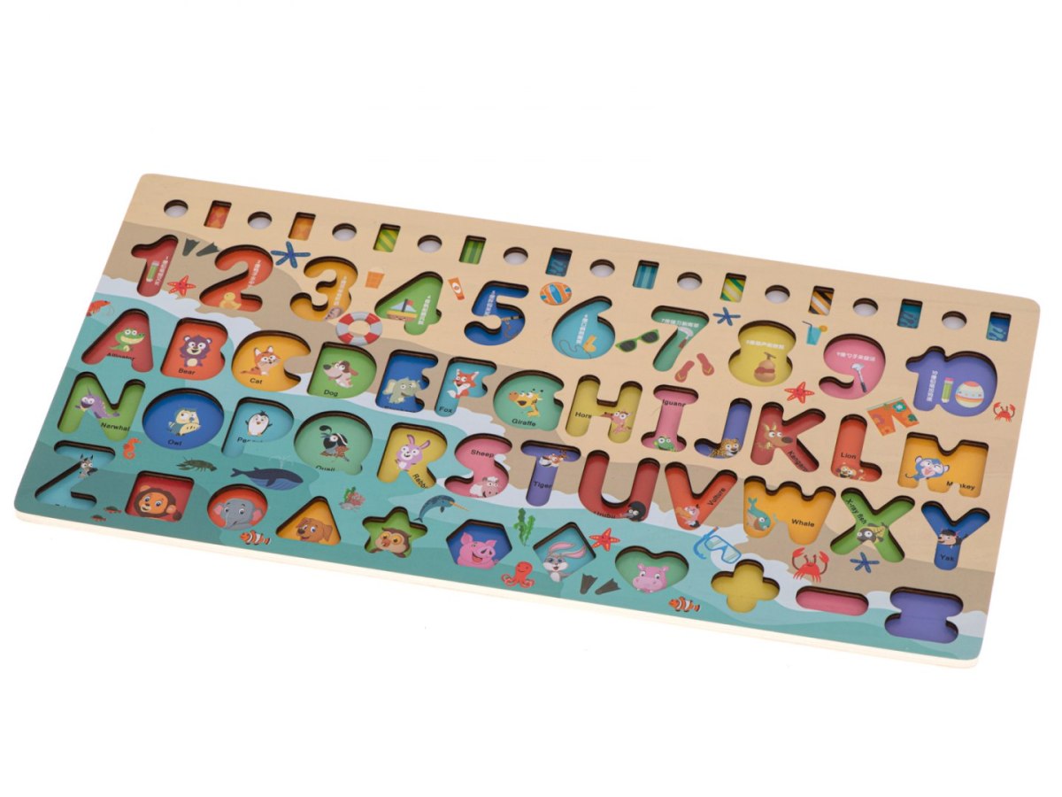 Liczydło drewniane alfabet sorter edukacyjny