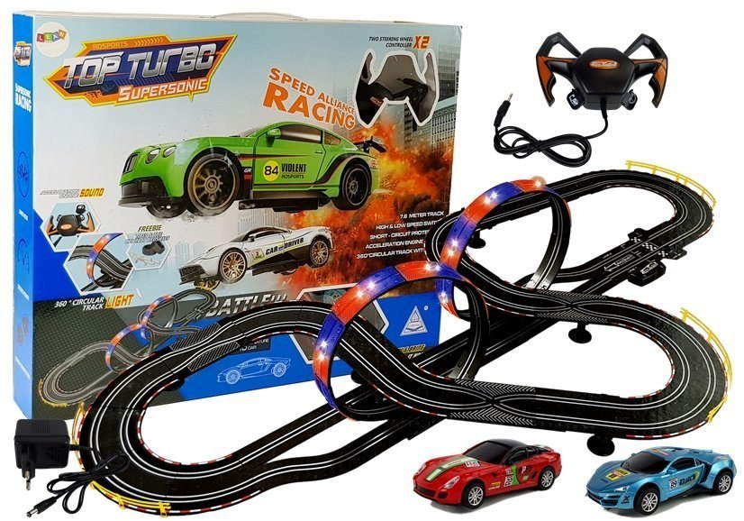 Tor Wyścigowy 1:43 2 Autka Top Turbo Światła 7,6 m długości Tor Wyścigowy 1:43 2 Autka Top Turbo Światła 7,6 m długości