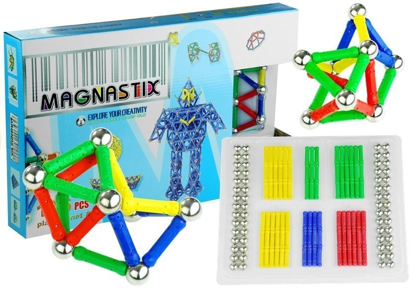 Zestaw Klocków Magnetycznych 136 Element Magnastix Zestaw Klocków Magnetycznych 136 Element Magnastix