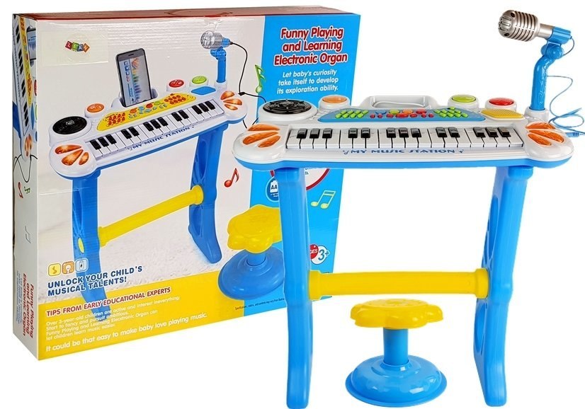 Keyboard z Mikrofonem i Krzesełkiem USB Niebieski Keyboard z Mikrofonem i Krzesełkiem USB Niebieski