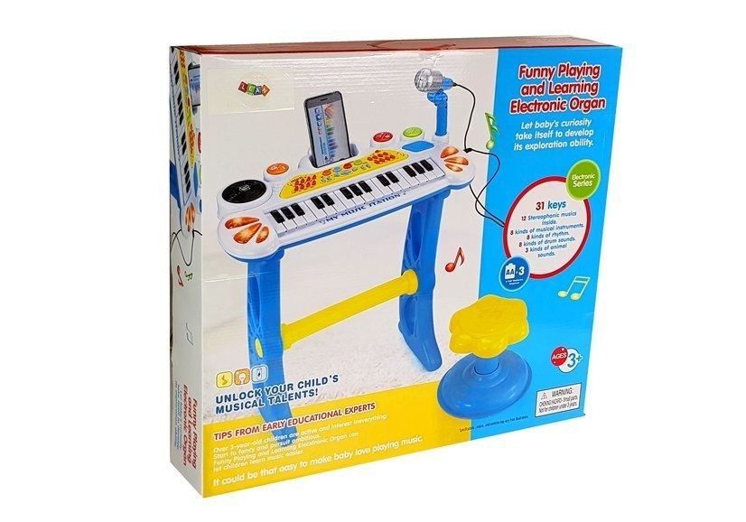 Keyboard z Mikrofonem i Krzesełkiem USB Niebieski Keyboard z Mikrofonem i Krzesełkiem USB Niebieski