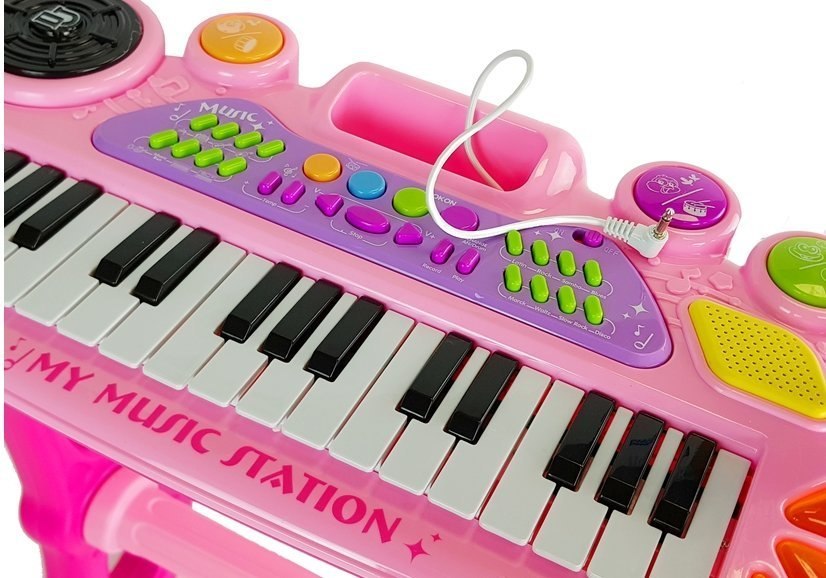 Keyboard z Mikrofonem i Krzesełkiem USB Różowy Keyboard z Mikrofonem i Krzesełkiem USB Różowy