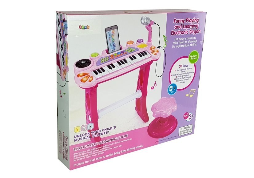 Keyboard z Mikrofonem i Krzesełkiem USB Różowy Keyboard z Mikrofonem i Krzesełkiem USB Różowy