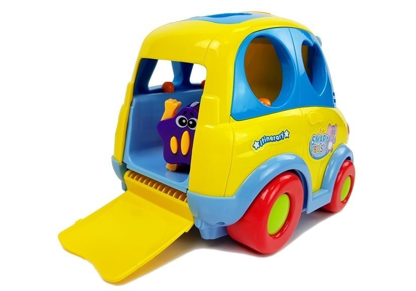 Autko Bus Sorter na baterie dla Niemowlaka Gra Świeci Kształty Rozkładane Klocki Autko Bus Sorter na baterie dla Niemowlaka Gra Świeci Kształty Rozkładane Klocki