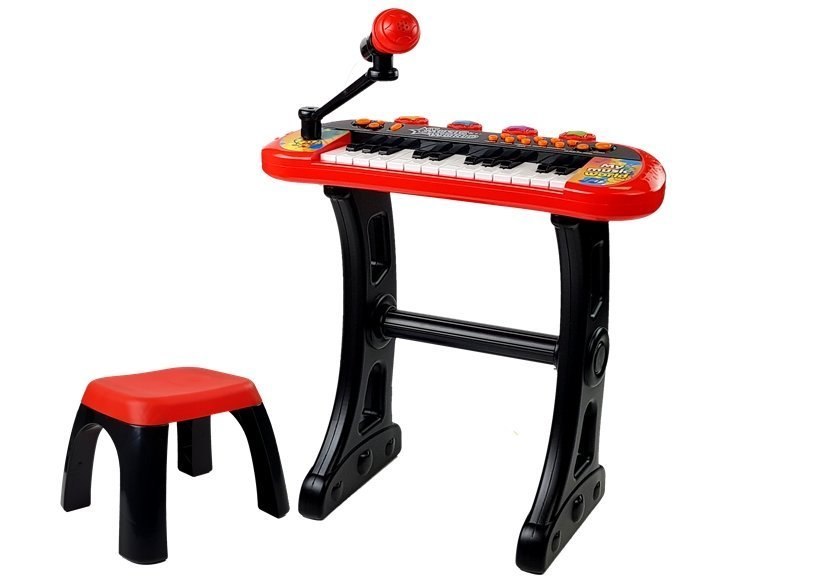 Keyboard ze Statywem Krzesełko Mikrofon Dźwięk Światła Czerwony Keyboard ze Statywem Krzesełko Mikrofon Dźwięk Światła Czerwony