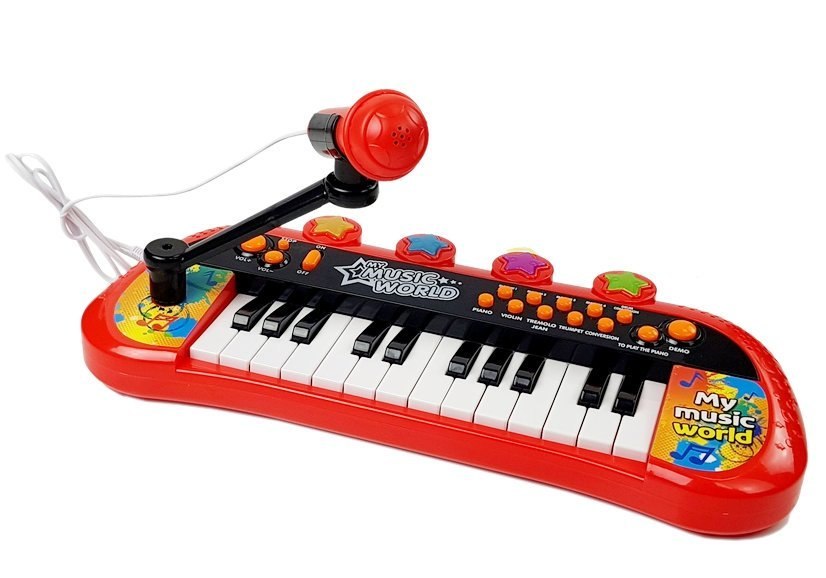 Keyboard ze Statywem Krzesełko Mikrofon Dźwięk Światła Czerwony Keyboard ze Statywem Krzesełko Mikrofon Dźwięk Światła Czerwony