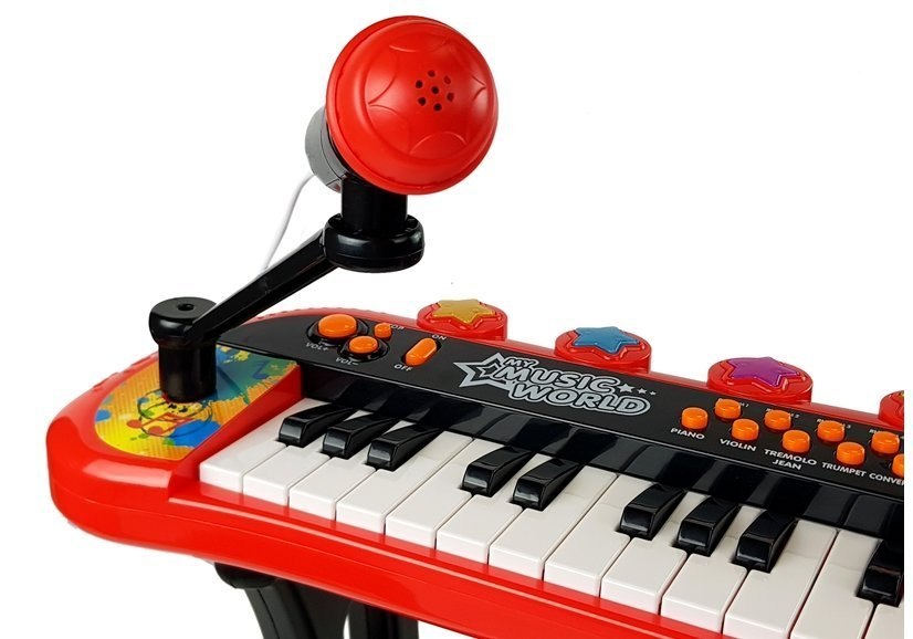 Keyboard ze Statywem Krzesełko Mikrofon Dźwięk Światła Czerwony Keyboard ze Statywem Krzesełko Mikrofon Dźwięk Światła Czerwony