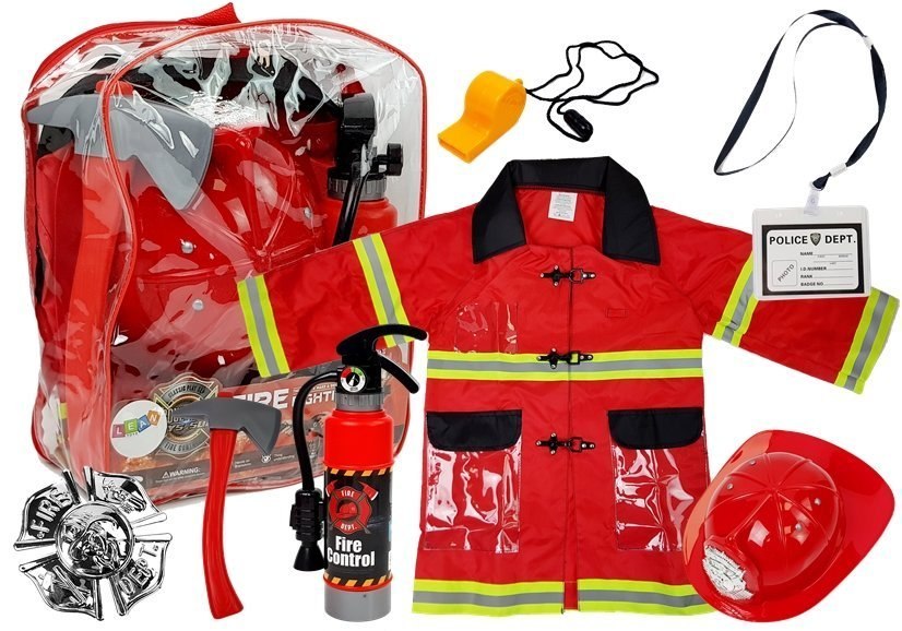 Strój Strażaka Bal Gaśnica Kask Akcesoria Strój Strażaka Bal Gaśnica Kask Akcesoria