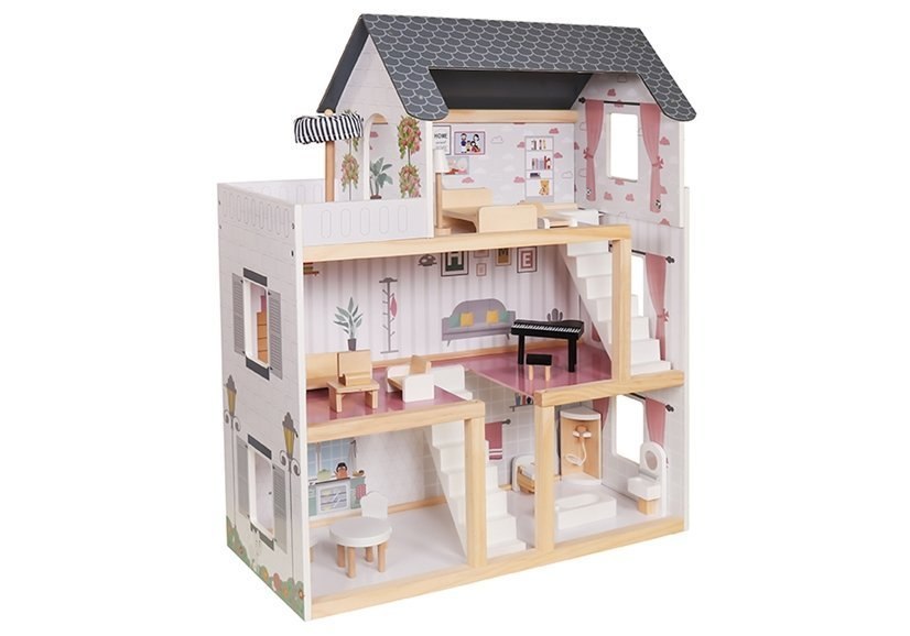 Domek Drewniany Luna Trzy Piętra Biały 78 cm Domek Drewniany Luna Trzy Piętra Biały 78 cm