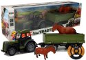 Zielony Traktor z Niską Przyczepą Figurka Konia Zdalnie Sterowany 2.4G Zielony Traktor z Niską Przyczepą Figurka Konia Zdalnie Sterowany 2.4G