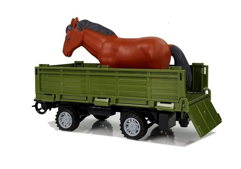 Zielony Traktor z Niską Przyczepą Figurka Konia Zdalnie Sterowany 2.4G Zielony Traktor z Niską Przyczepą Figurka Konia Zdalnie Sterowany 2.4G