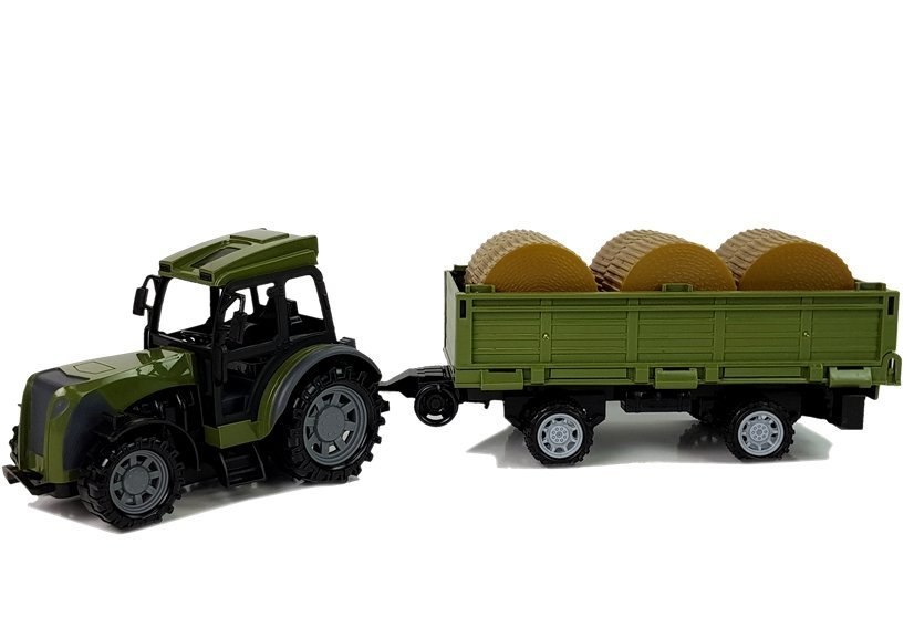 Zielony Traktor z Przyczepą Belami Siana Zdalnie Sterowany 2.4G Zielony Traktor z Przyczepą Belami Siana Zdalnie Sterowany 2.4G