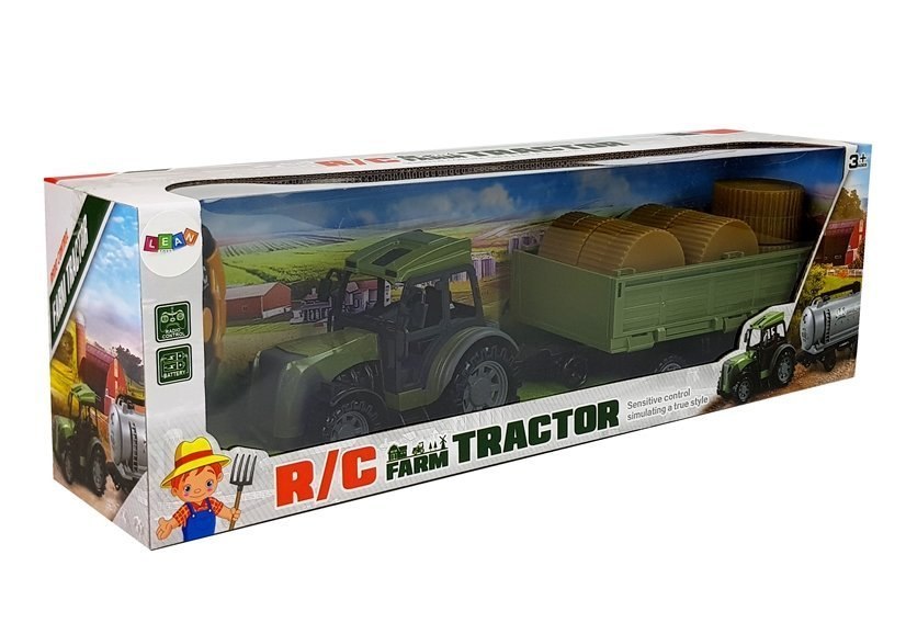 Zielony Traktor z Przyczepą Belami Siana Zdalnie Sterowany 2.4G Zielony Traktor z Przyczepą Belami Siana Zdalnie Sterowany 2.4G