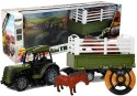 Zielony Traktor z Wysoką Przyczepą Figurka Konia Zdalnie Sterowany 2.4G Zielony Traktor z Wysoką Przyczepą Figurka Konia Zdalnie Sterowany 2.4G