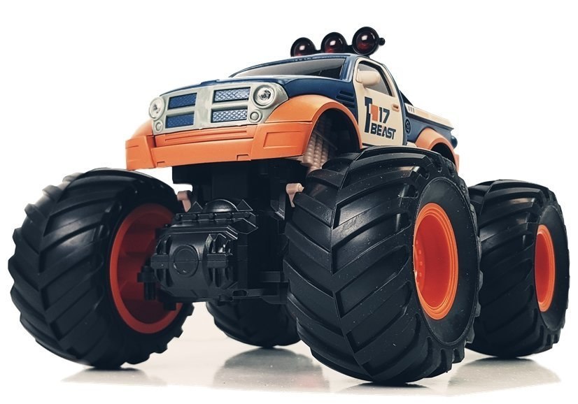 Auto Terenowe Pick Up Ogromne Koła Bigfoot Zdalnie Sterowany 2.4G 1:18 Pomarańczowo- Niebieski Auto Terenowe Pick Up Ogromne Koła Bigfoot Zdalnie Sterowany 2.4G 1:18 Pomarańczowo- Niebieski