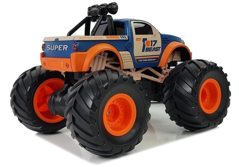 Auto Terenowe Pick Up Ogromne Koła Bigfoot Zdalnie Sterowany 2.4G 1:18 Pomarańczowo- Niebieski Auto Terenowe Pick Up Ogromne Koła Bigfoot Zdalnie Sterowany 2.4G 1:18 Pomarańczowo- Niebieski