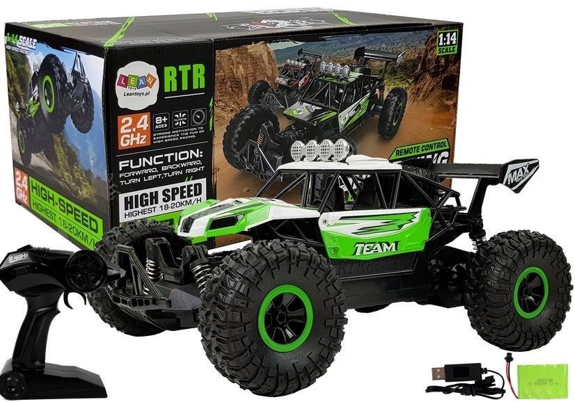 Auto Wyścigowe Off-Road Zdalnie Sterowane R/C 1:14 Zielone 20 km/h Auto Wyścigowe Off-Road Zdalnie Sterowane R/C 1:14 Zielone 20 km/h