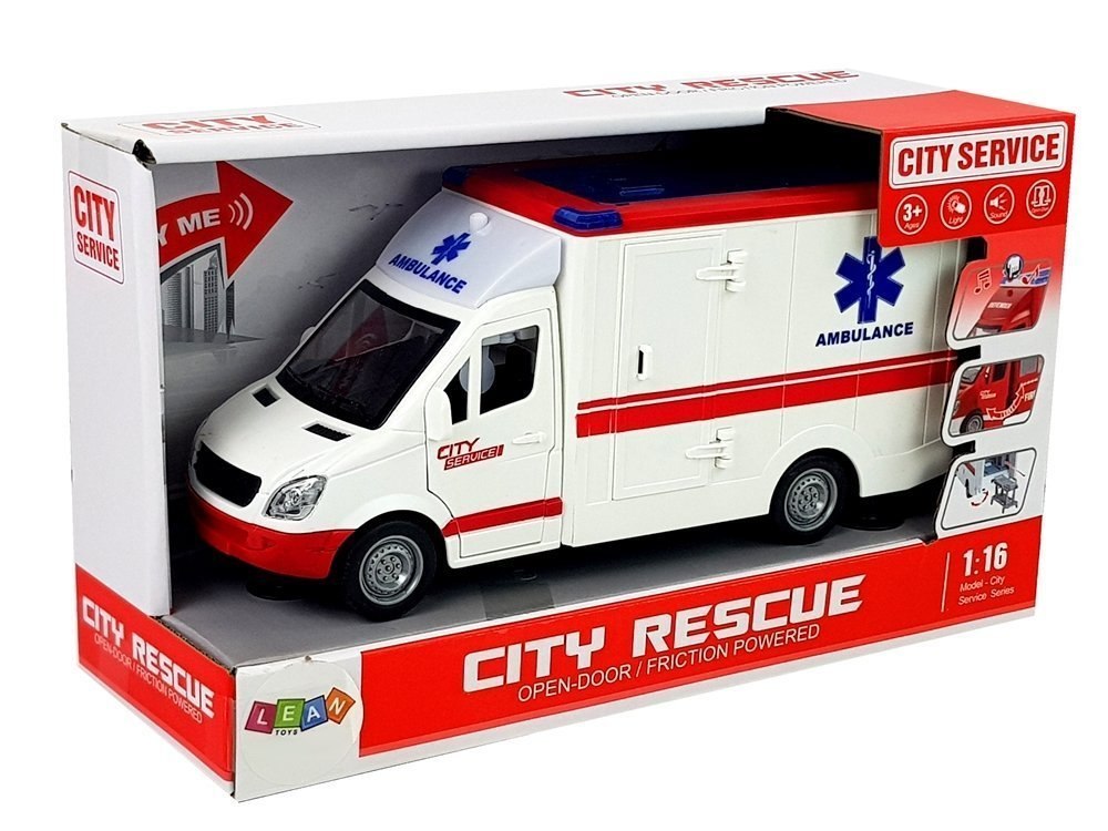 Ambulans Z Napędem Frykcyjnym 1:16 Dźwięk Światła Ambulans Z Napędem Frykcyjnym 1:16 Dźwięk Światła