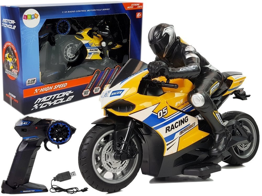 Motor Sportowy Ścigacz Zdalnie Sterowany 2.4G Zasięg 35 m Żółty Motor Sportowy Ścigacz Zdalnie Sterowany 2.4G Zasięg 35 m Żółty