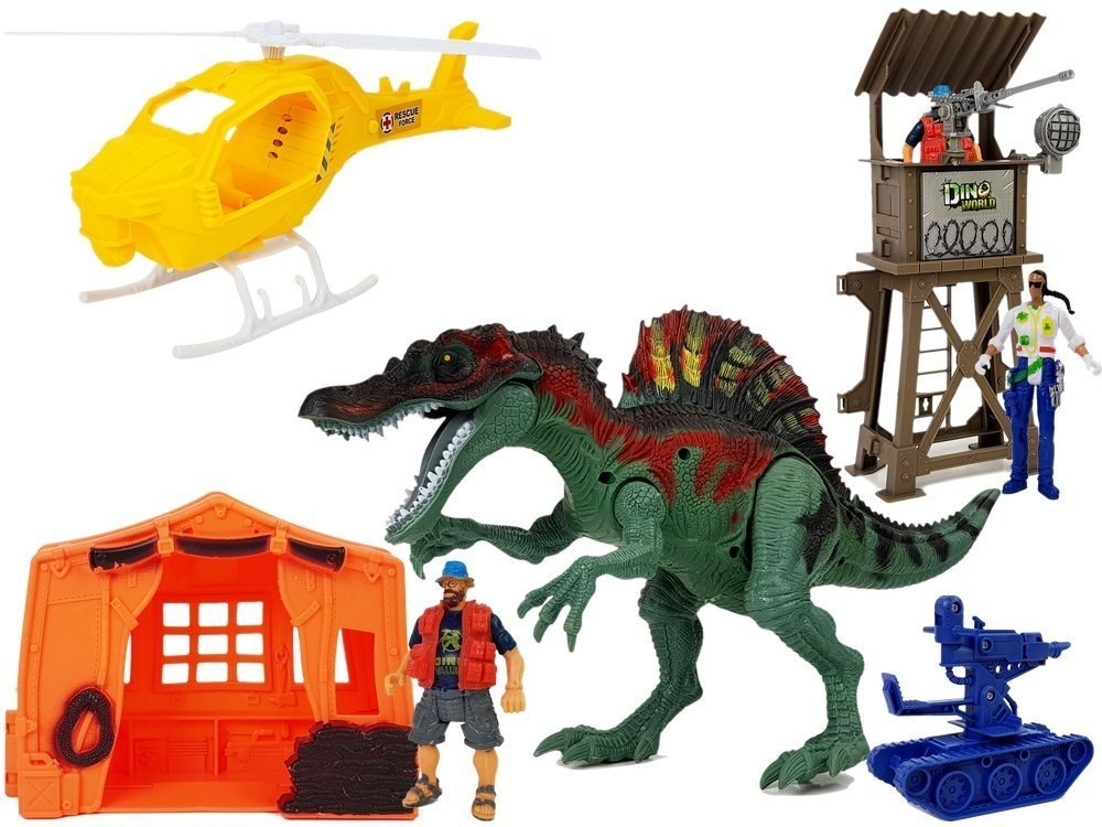 Świat Dinozaurów Zestaw Figurek Ambona Helikopter Namiot Dźwięk Świat Dinozaurów Zestaw Figurek Ambona Helikopter Namiot Dźwięk