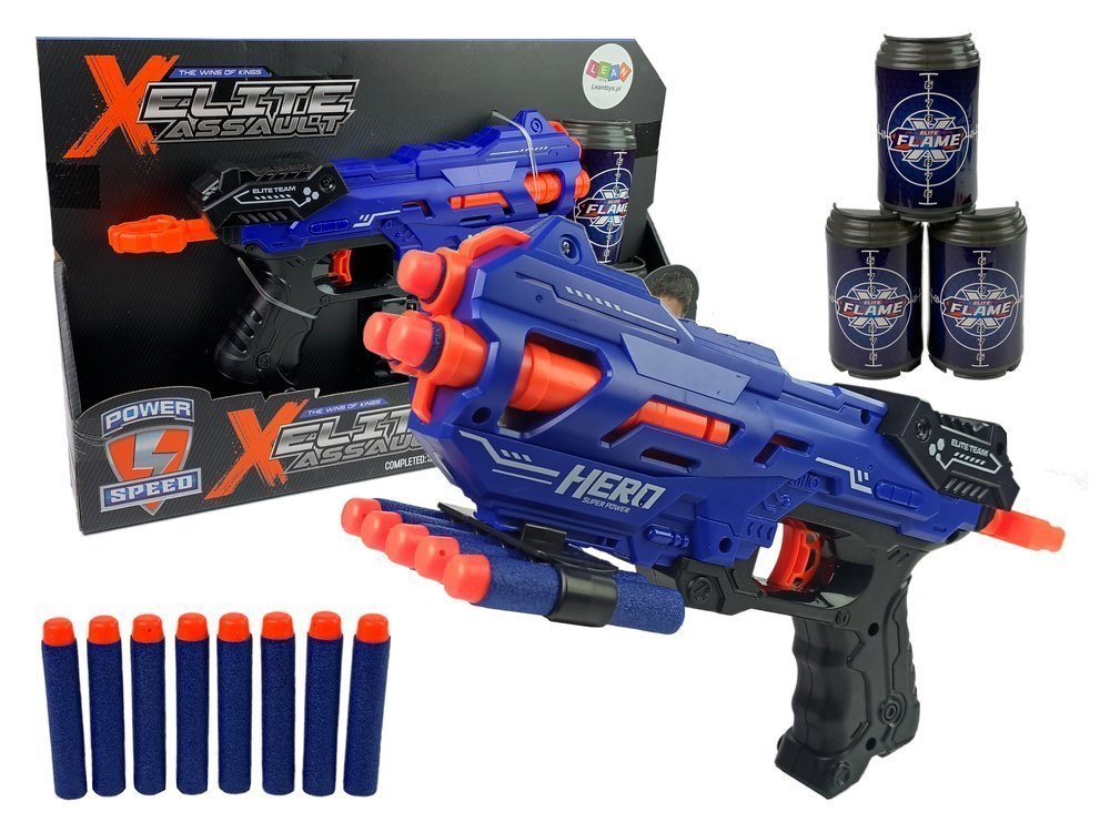 Pistolet Na Piankowe Naboje Niebieski Zasięg 18 m Puszki Pistolet Na Piankowe Naboje Niebieski Zasięg 18 m Puszki