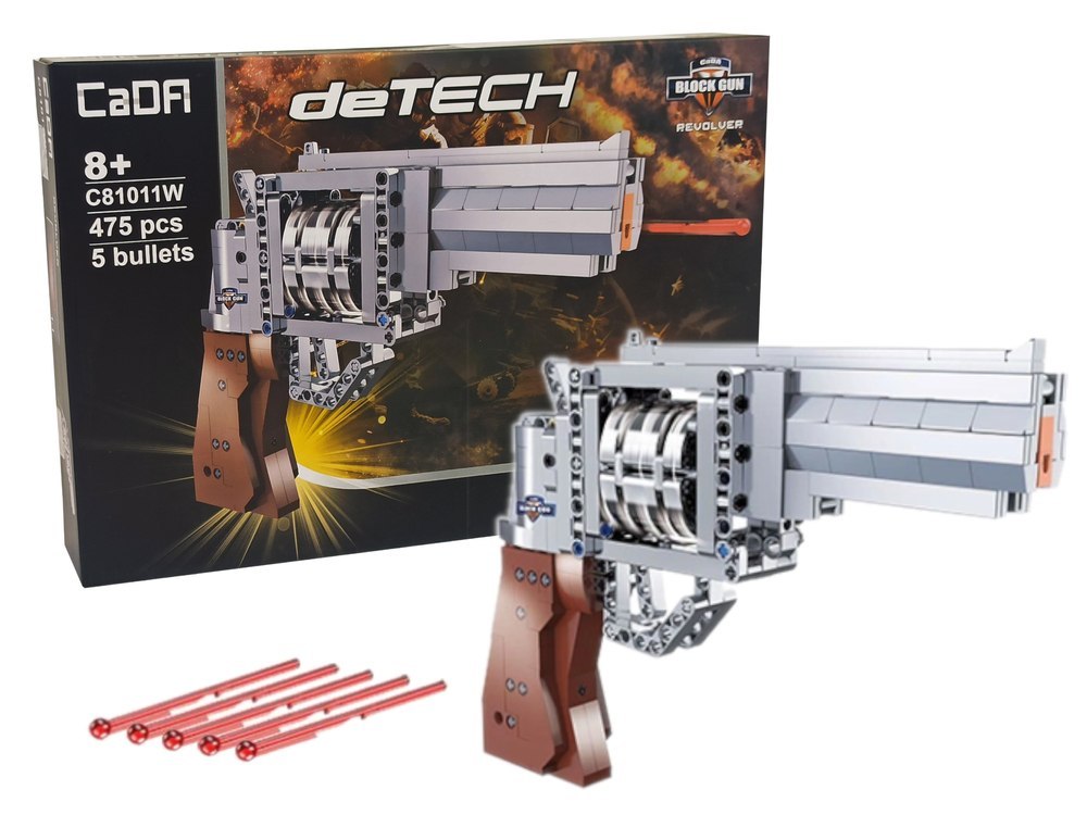 Rewolwer Pistolet z Klocków 475 Elementów CADA 5 Pocisków Rewolwer Pistolet z Klocków 475 Elementów CADA 5 Pocisków