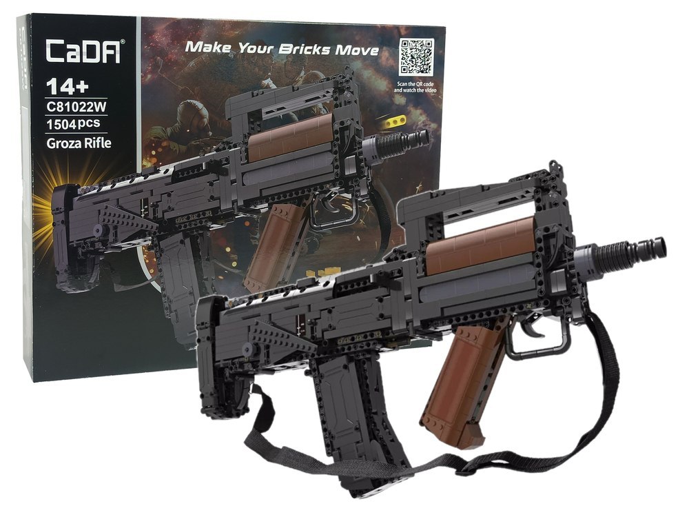 Karabin Pistolet Groza Klocki 1504 Elementów CADA 10 Pocisków Karabin Pistolet Groza Klocki 1504 Elementów CADA 10 Pocisków