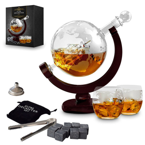 Zestaw do whisky GLOBUS: karafka, 2 szklanki i kamienne kostki
