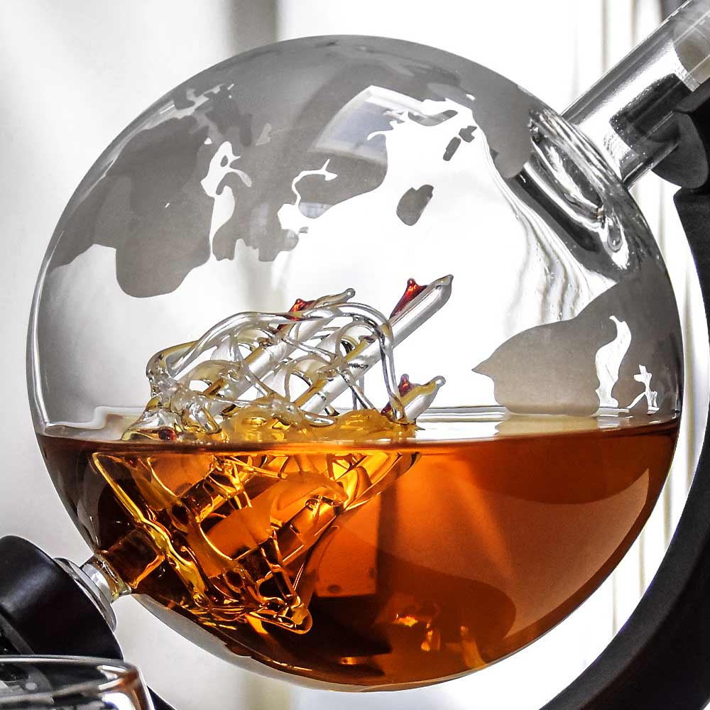 Zestaw do whisky GLOBUS: karafka, 2 szklanki i kamienne kostki