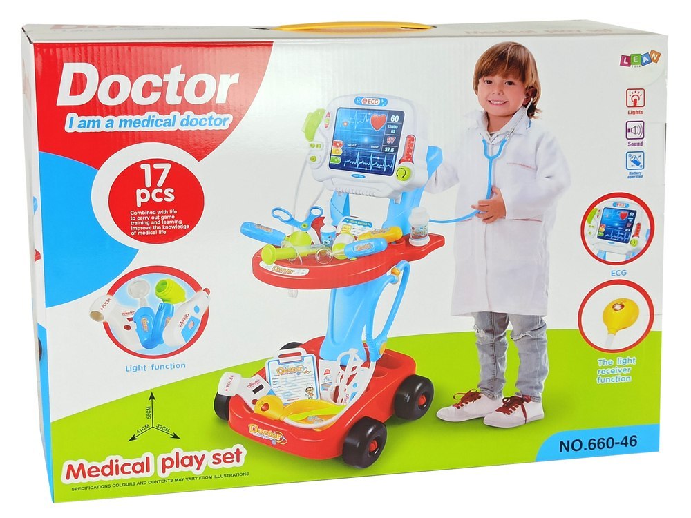 Zestaw Lekarski na Wózku Doktor 17 Elementów EKG Zestaw Lekarski na Wózku Doktor 17 Elementów EKG