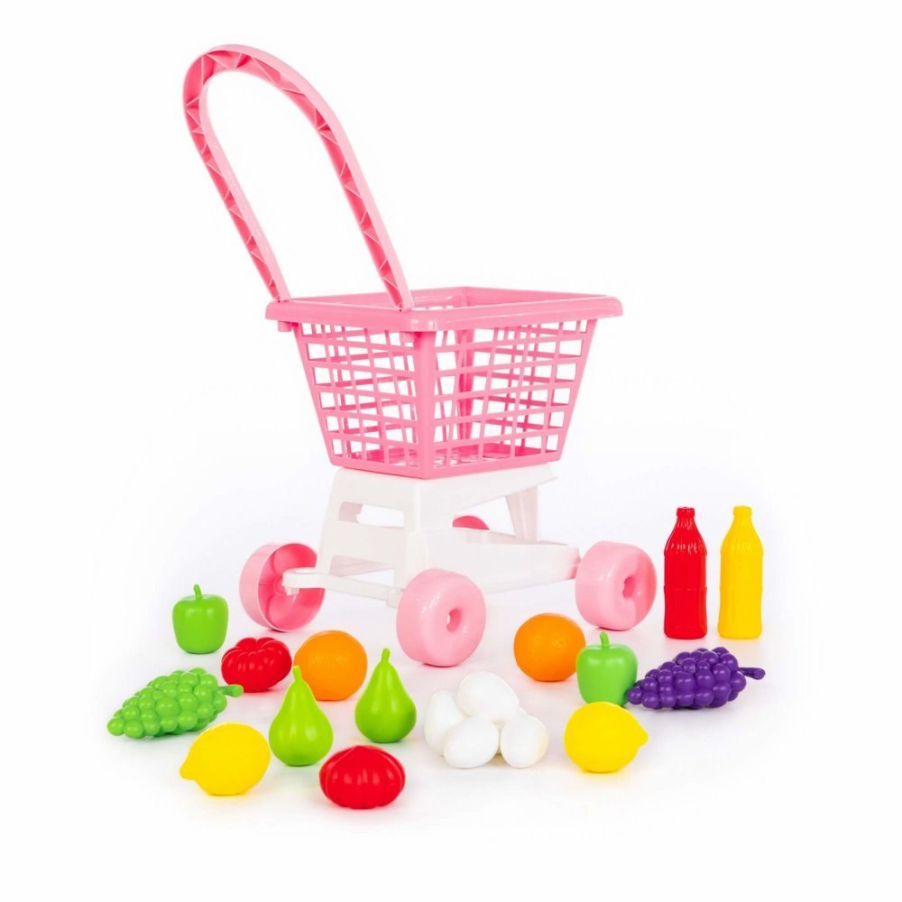 Wózek Sklepowy Marketowy Owoce Jajka Nr1 Różowy 68477 Wózek Sklepowy Marketowy Owoce Jajka Nr1 Różowy 68477