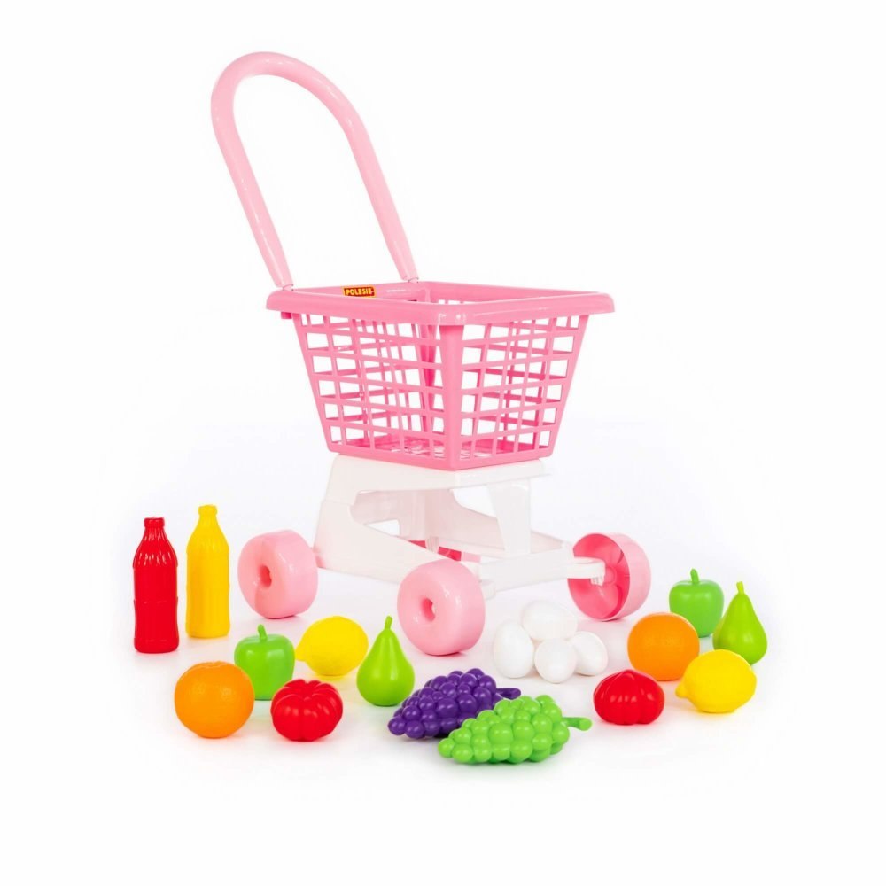 Wózek Sklepowy Marketowy Owoce Jajka Nr1 Różowy 68477 Wózek Sklepowy Marketowy Owoce Jajka Nr1 Różowy 68477