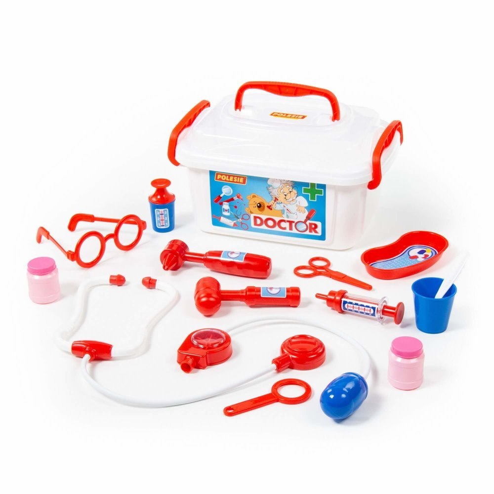 Zestaw Lekarz W Pudełku Stetoskop Strzykawka Młoteczek Okulary 53619 Zestaw Lekarz W Pudełku Stetoskop Strzykawka Młoteczek Okulary 53619