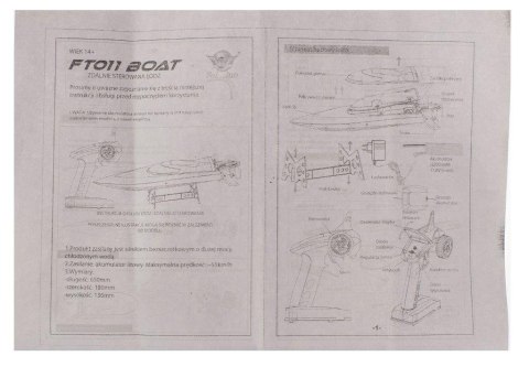 Łódź zdalnie sterowana FT011 2.4GHz RTR 65cm Łódź zdalnie sterowana FT011 2.4GHz RTR 65cm