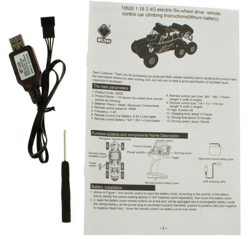 Samochód RC WLtoys Buggy 18628 6x6 2.4G 1:18 LED Samochód RC WLtoys Buggy 18628 6x6 2.4G 1:18 LED