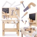Warsztat z narzędziami drewniany na stoliku zestaw