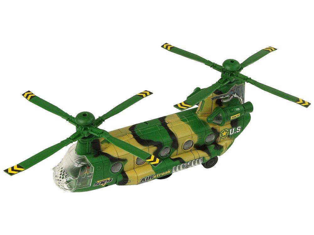 Helikopter Wojskowy Ogromne Skrzydła Światła Dźwięk Moro
