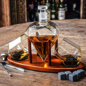 Zestaw do whisky DIAMENT DELUXE: karafka, 2 szklanki, drewniana podstawka i kamienne kostki