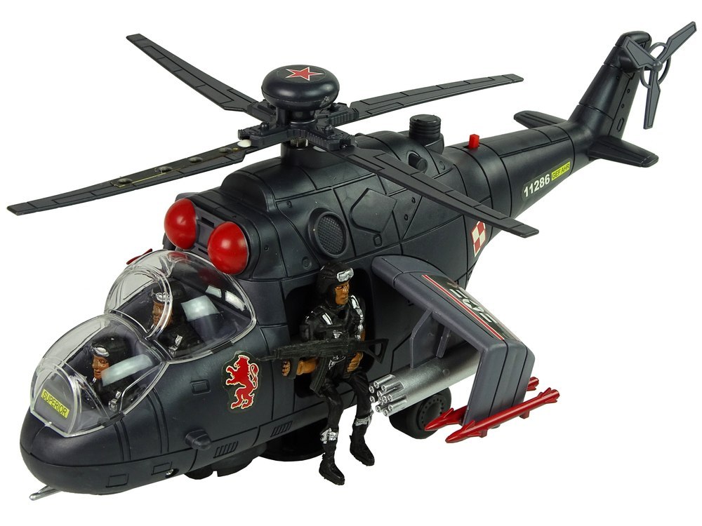 Helikopter Ogromne Skrzydła Światła Czarny Dźwięk Obraca Się