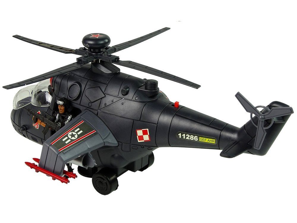 Helikopter Ogromne Skrzydła Światła Czarny Dźwięk Obraca Się