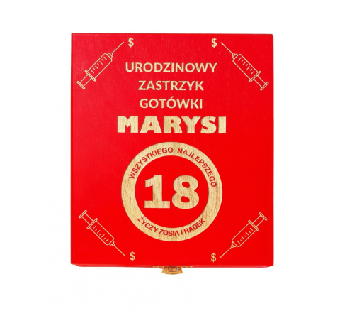 Pudełko na pieniądze z grawerem - zastrzyk gotówki na urodziny Pudełko na pieniądze z grawerem - zastrzyk gotówki na urodziny