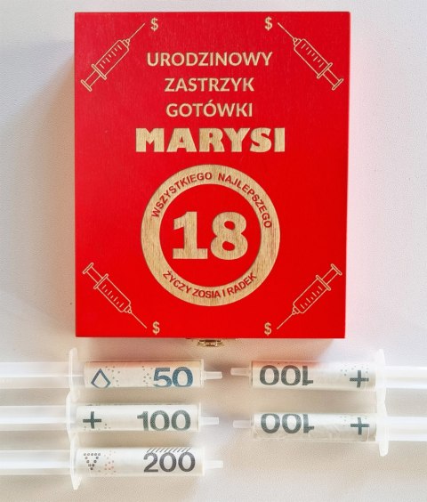 Pudełko na pieniądze z grawerem - zastrzyk gotówki na urodziny Pudełko na pieniądze z grawerem - zastrzyk gotówki na urodziny