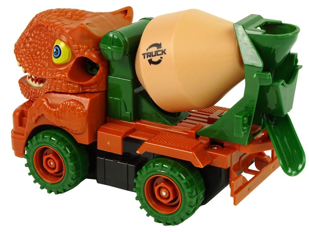 Ciężarówka Betoniarka Dinozaur do Rozkręcania Pomarańczowy Akcesoria
