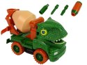 Ciężarówka Betoniarka Dinozaur do Rozkręcania Zielony Akcesoria
