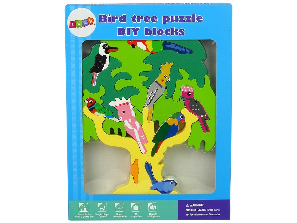 Drewniane Drzewo Ptaki Papugi DIY Klocki Drewniane Puzzle