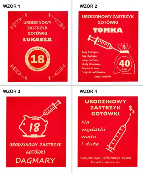 Pudełko na pieniądze z grawerem - zastrzyk gotówki na urodziny Pudełko na pieniądze z grawerem - zastrzyk gotówki na urodziny